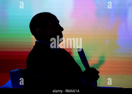 Foto Roberto Monaldo / LaPresse 14-02-2019 Roma Politica Trasmissione plat "Porta a Porta" Nella foto Silvio Berlusconi Photo Roberto Monaldo / LaPresse 14-02-2019 Rome (Italie) programme Tv "Porta a Porta" dans le pic Silvio Berlusconi Banque D'Images