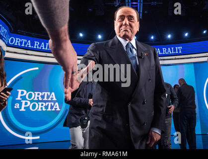 Foto Roberto Monaldo / LaPresse 14-02-2019 Roma Politica Trasmissione plat "Porta a Porta" Nella foto Silvio Berlusconi Photo Roberto Monaldo / LaPresse 14-02-2019 Rome (Italie) programme Tv "Porta a Porta" dans le pic Silvio Berlusconi Banque D'Images