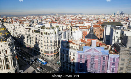 Cityscape vu depuis le toit du Circulo de Bellas Artes, Madrid, Espagne Banque D'Images