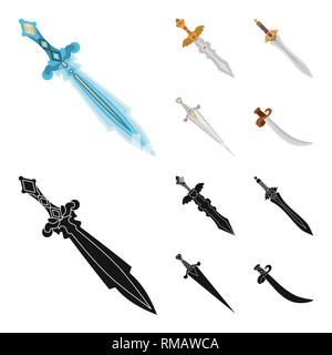 Poignée,glace,couilles,verre,combat,decoration,or,scimitar,,ailes,pirate,rubis,romain,argent,pierres,conquérant mystique,le meurtre,fantaisie,pierre,militaires,parure,vieux,chevalier,jeu,armor,forte,lame,épée,couteau,dague arme,sabre,,cité médiévale,set,icône,,illustration,collection,isolé,design,graphisme,élément vecteur vecteurs,signer , Illustration de Vecteur