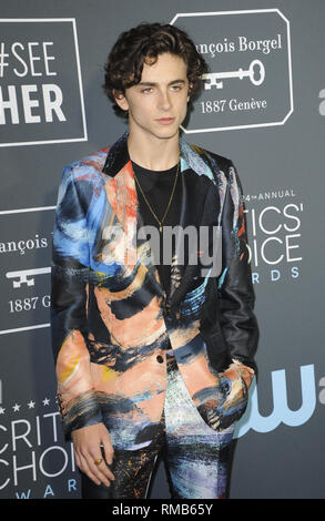 La 24e conférence annuelle de Critics Choice Awards avec Timothée Chalamet : où : Los Angeles, California, United States Quand : 13 Jan 2019 Apega/WENN.com Crédit : Banque D'Images