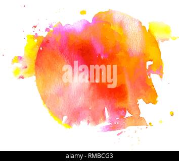 Un résumé dynamique artistique aquarelle rouge et jaune texture de fond, scalable vector cercle avec une place pour le texte ou le logo Illustration de Vecteur