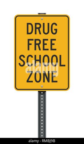 Vector illustration de la Drug Free Zone scolaire panneau jaune Illustration de Vecteur