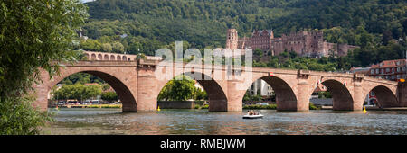 Vieux Pont et château d'Heidelberg, Heidelberg, Bade-Wurtemberg, Allemagne, Europe Banque D'Images