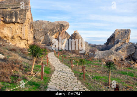 Dans l'Est du parc national de Gobustan Azerbaïdjan près de Bakou, prises en janvier 2019 Banque D'Images