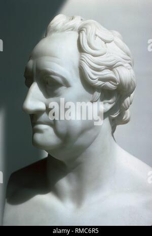 Johann Wolfgang von Goethe (1749-1832), un poète allemand. Buste en marbre de Christian Daniel Rauch (1777-1857), un important représentant de la Berlin le classicisme, qui a été créé autour de 1825. Banque D'Images