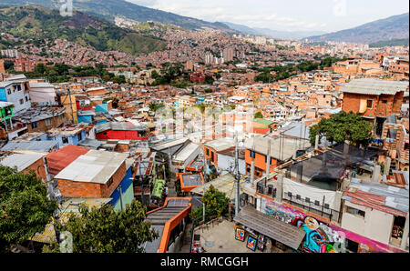 Près de bidonvilles Comuna 13 Medellin Colombie Amérique du Sud Banque D'Images