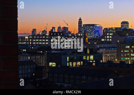 High angle view London South Bank au coucher du soleil Banque D'Images