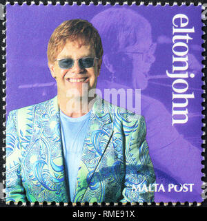 Beau portrait d'Elton John sur timbre-poste Banque D'Images