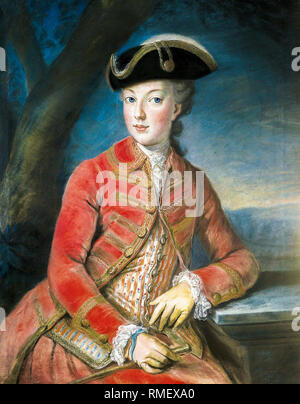 Archiduchesse Marie-Antonia d'Autriche (1755-1793), la reine Marie-Antoinette de France, portrait peint au pastel alors qu'elle était jeune femme à 16 ans par Joseph Kreutzinger, 1771 Banque D'Images