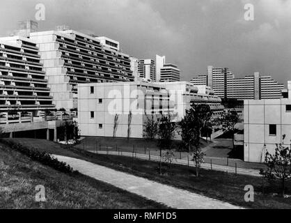 Vue sur le village olympique de Munich. Banque D'Images