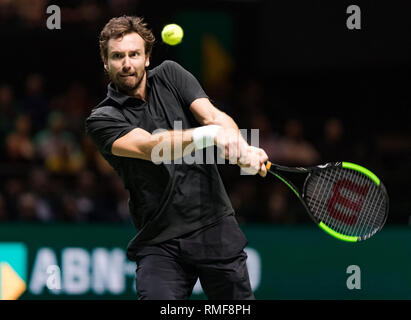 Rotterdam, Pays-Bas 14 Feb 2019.. ABNAMRO World Tennis Tournament, Ernests Gulbis, Ahoy (LAT), Crédit : Henk Koster/Alamy Live News Banque D'Images