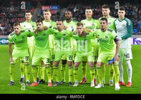 Plzen, République tchèque. Feb 14, 2019. Le Dinamo Zagreb avant la pose de l'équipe Ligue Europa tour de jambe premier 32 match de football à Plzen, République tchèque, Jeudi, Février 14, 2019. Photo : CTK Miroslav Chaloupka/Photo/Alamy Live News Banque D'Images