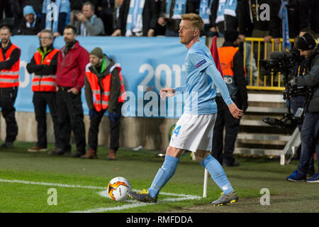 Malmö, Suède. Feb 14, 2019. La Suède, Malmö, 24 février 2019. Anders Christiansen de Malmö FF vu au cours de la Ligue Europa ronde de 32 match entre Malmö FF et Chelsea FC au Swedbank Stadion à Malmö. (Photo crédit : Gonzales Photo/Alamy Live News Banque D'Images