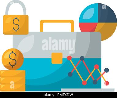 Valise d'affaires sécurité argent graphique Illustration de Vecteur