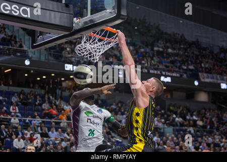 Madrid, Espagne. Feb 14, 2019. Colton Iverson pendant l'Iberostar Tenerife victoire sur l'Unicaja Málaga (88 - 78) en Copa del Rey 2019 (jeu) quart célébré à Madrid (Espagne) à Wizink Centre. Le 14 février 2019. Credit : Juan Carlos García Mate/Pacific Press/Alamy Live News Banque D'Images