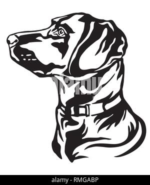 Contour décoratif portrait de chien Labrador Retriever à la recherche de profil, vector illustration en couleur noir isolé sur fond blanc. Droit pour le d Illustration de Vecteur