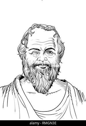 Socrate portrait dans l'art de l'illustration. Il était un philosophe grec classique et il est considéré comme le père de la philosophie occidentale. Illustration de Vecteur