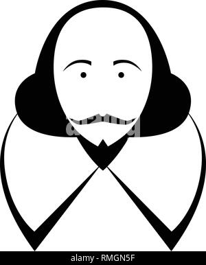 William Shakespeare caricature dans le style comique. Illustration de Vecteur