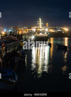 Nuit vue sur la Kasbah d'udayas à Rabat, capitale du Maroc Banque D'Images