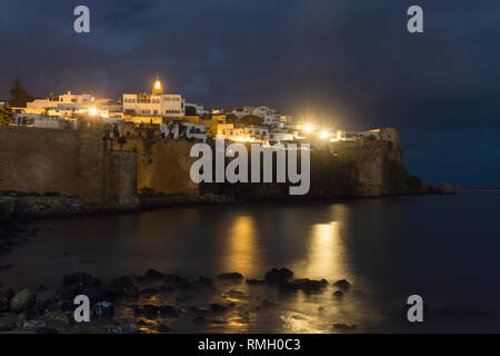 Nuit vue sur la Kasbah d'udayas à Rabat, capitale du Maroc Banque D'Images