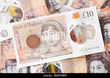 Jane Austen £10 pound note, England, UK. Banque D'Images