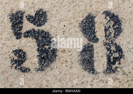 Nombre cinquante huit pochoir peint sur mur de béton, numéro 58 Banque D'Images