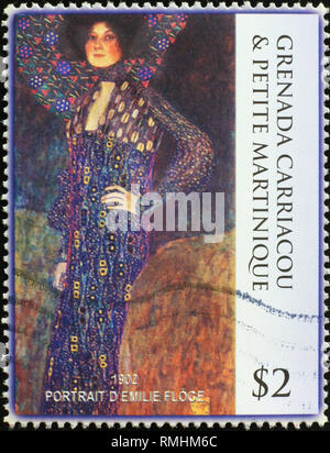 Portrait d'Emilie Floge de Gustav Klimt sur stamp Banque D'Images