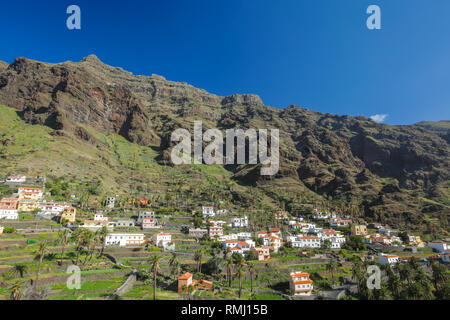 La Gomera, Espagne - Avril 2013 : Hillside homes dans la Valle Gran Rey sur l'île de La Gomera, aux Canaries Banque D'Images