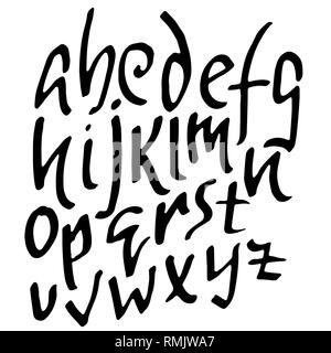 De simples lettres de l'alphabet. Grunge Handdrawn font d'encre. Vector illustration. Illustration de Vecteur