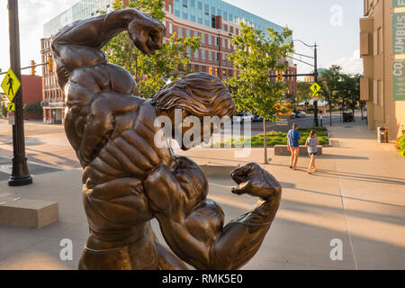 Arnold Schwarzenegger statue Columbus Ohio Banque D'Images