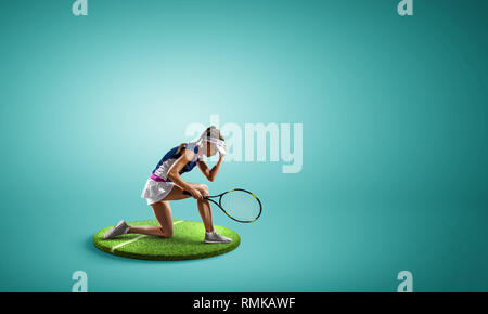 Grand joueur de tennis. Technique mixte Banque D'Images