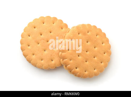 Vue de dessus deux biscuits sandwich on white Banque D'Images