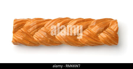 Vue de dessus de fromage fumé string chechil isolated on white Banque D'Images