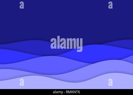 Couper le papier dessin animé art abstract wave background Illustration de Vecteur