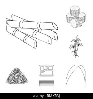 Stick,piece,bush,carton,jus,feuilles,cube,palm,vert,granulé,container,récolte,Inde,pilier,block,pack,vitre,Afrique,stockage,etuve,glucide,vide,doux,solide,jagré blank,sucre,la photosynthèse,champ,DE,plantation,plantes,ferme,agriculture,saccharose,technologie,de la canne à sucre canne à sucre,set,icône,,illustration,collection,isolé,design,graphisme,élément signe,ligne,plan,vecteurs vecteur , Illustration de Vecteur