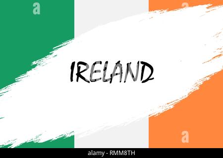 Coup de pinceau avec fond style Grunge pavillon de l'Irlande Illustration de Vecteur