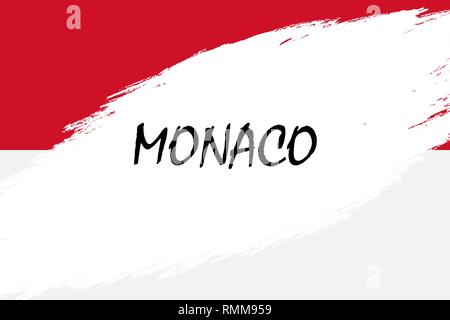 Coup de pinceau avec fond de style Grunge flag of Monaco Illustration de Vecteur
