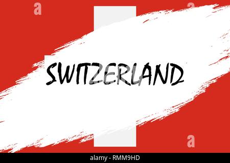 Coup de pinceau Grunge background avec pavillon de style suisse Illustration de Vecteur