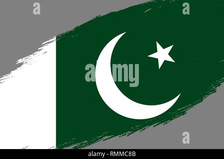 Coup de pinceau avec fond de style Grunge flag du Pakistan Illustration de Vecteur