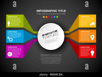 Multifonction modèle infographique vecteur à base de cercle et de blocs de contenu Illustration de Vecteur