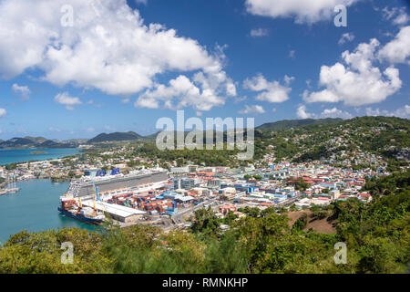 Vue de la Ville de Morne Fortune Lookout, Castries, Sainte-Lucie, Lesser Antilles, Caribbean Banque D'Images