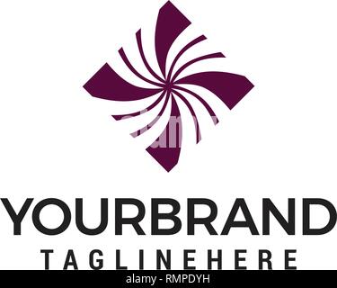 Télévision moderne carré industriel modèle concept Logo Rotation Illustration de Vecteur