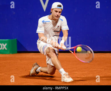 Buenos Aires, Argentine. 15 févr. 2019. Le favori Local Diego Schwartzman (Argentine) les progrès en vue de la demi-finale de l'Open de l'Argentine, un tournoi de tennis ATP 250. Credit : Mariano Garcia/Alamy Live News Banque D'Images