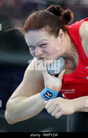 Leipzig, Allemagne. 16 Février, 2019. L'athlétisme, l'allemand en salle de l'ARENA Leipzig : Vol Libre avec la balle. Crédit : Jan Woitas/dpa-Zentralbild/dpa/Alamy Live News Banque D'Images