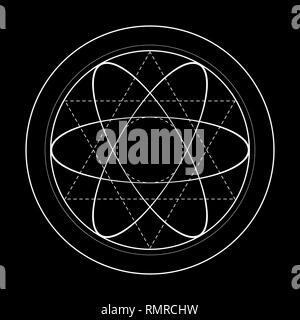 Illustration symbole de la géométrie sacrée. Les cercles de rotation de l'énergie Illustration de Vecteur
