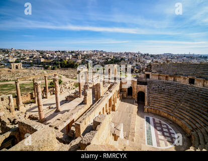 Théâtre du nord, Jerash, Jordanie, gouvernorat de Jerash Banque D'Images