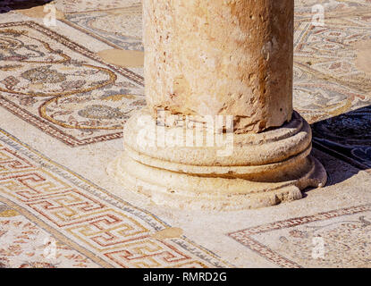Sol de mosaïque dans le gouvernorat de Jerash Jerash, Jordanie, Banque D'Images