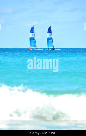 Catamarans de plongée sur la mer ouverte dans les Caraïbes Banque D'Images