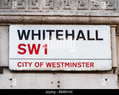 Whitehall Street London SW1 signe - Whitehall est au cœur de la ville de gouvernement de Westminster, dans le centre de Londres Banque D'Images